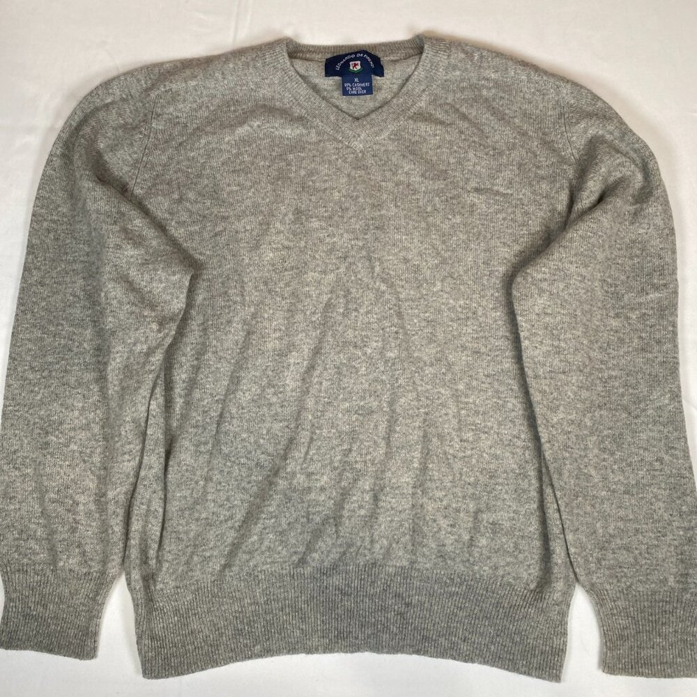 Leonardo De Firenzi V-Neck XL Cashmere Gray Sweater